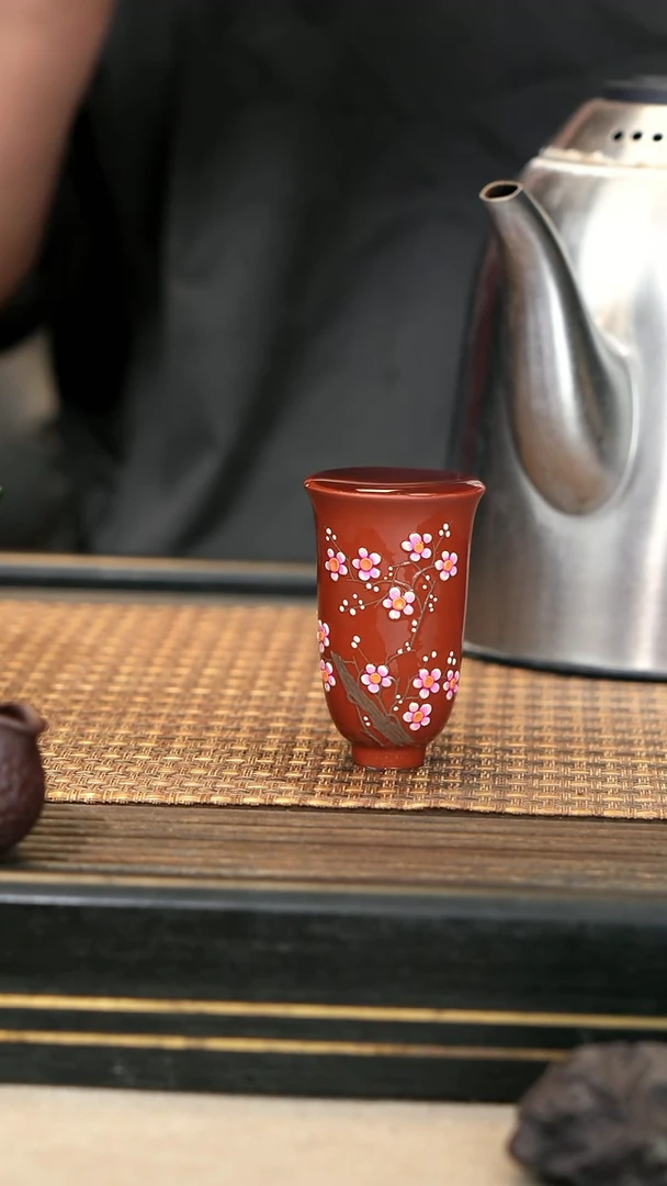 茶壶紫砂11《梅花闻香杯》朱泥