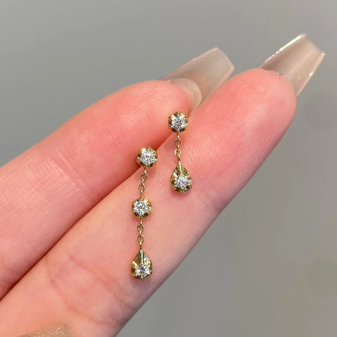 【小晗专属】AB款流苏小滴流钻石耳钉 气质简约经典精致 多样性发一