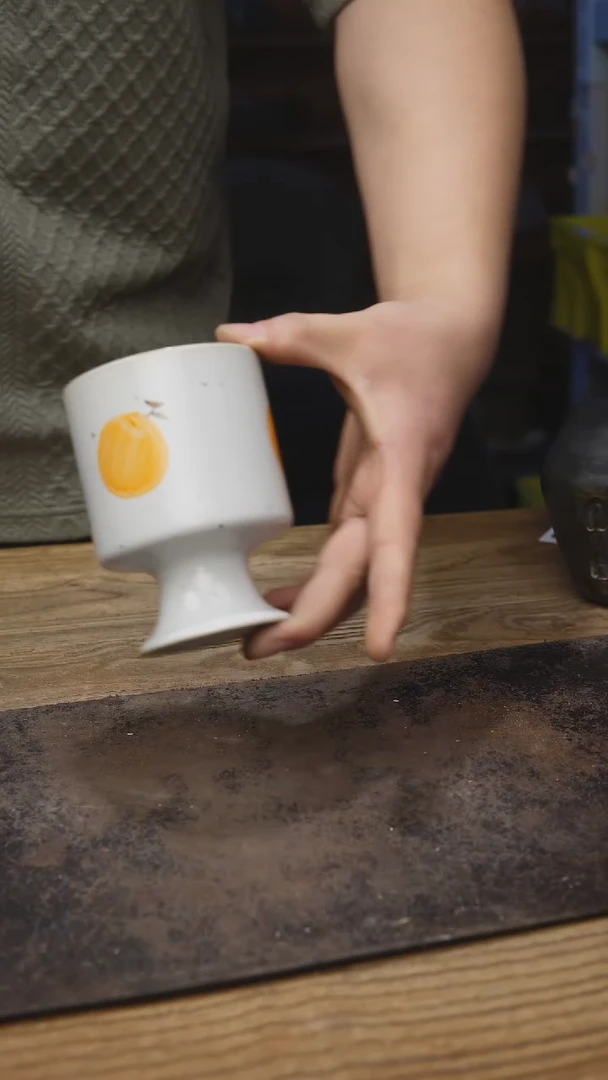 甘石陶艺橘子杯手同