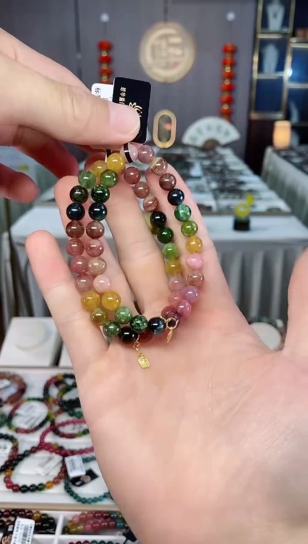 未镶嵌老矿碧玺单圈手串7mm+碧玺xion多样性发货一条