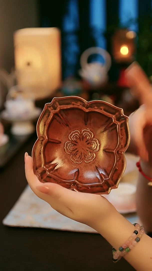 青云茶斋陶瓷茶具流釉金碟