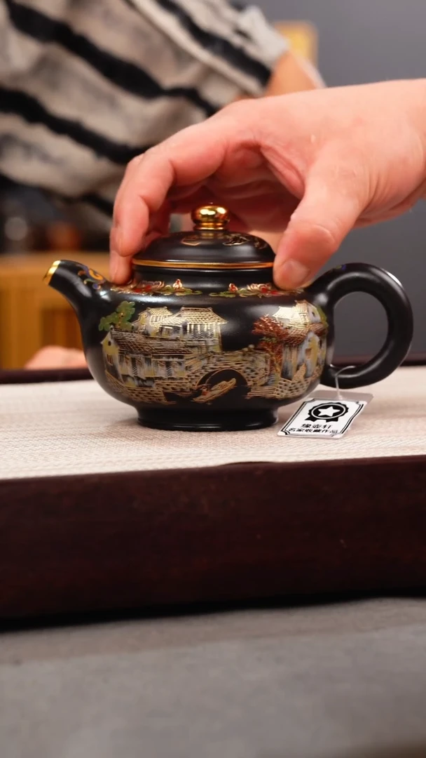 茶壶紫砂石黄 掇只 忆江南珐琅彩