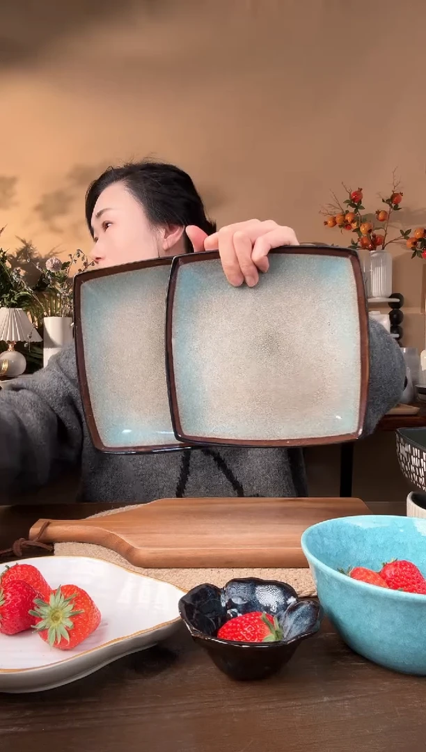 【闪购商品】瓷片8英寸窑变方盘2只微瑕