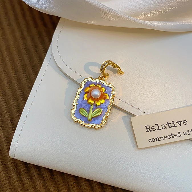 万能扣吊坠复古高级感花朵珍珠饰品小众简约配饰百搭时尚坠子