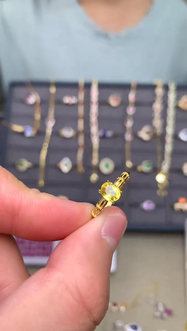 戒指蓝宝石银S925镶嵌戒指