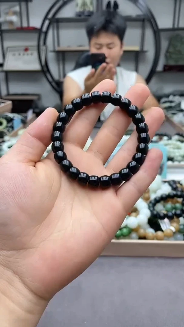 手串未镶嵌和田玉黑青9直切