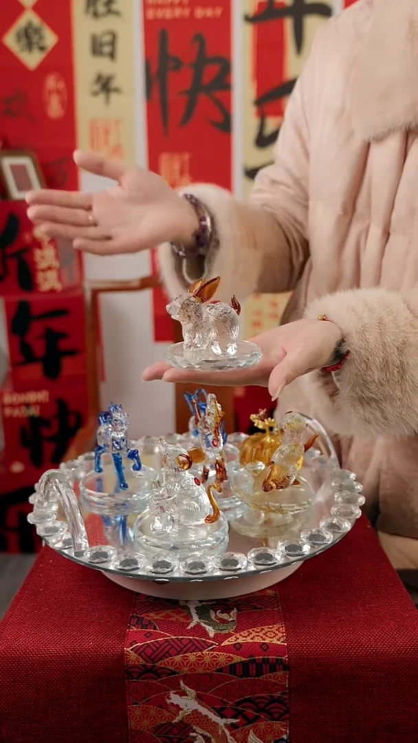 【闪购商品】琉璃拉丝棕底兔摆件