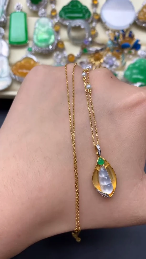 颈饰18K金镶嵌翡翠374中国好珍宝