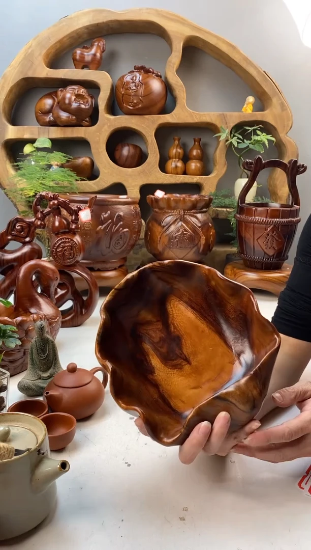 香樟木A13贝壳果盆/尺寸