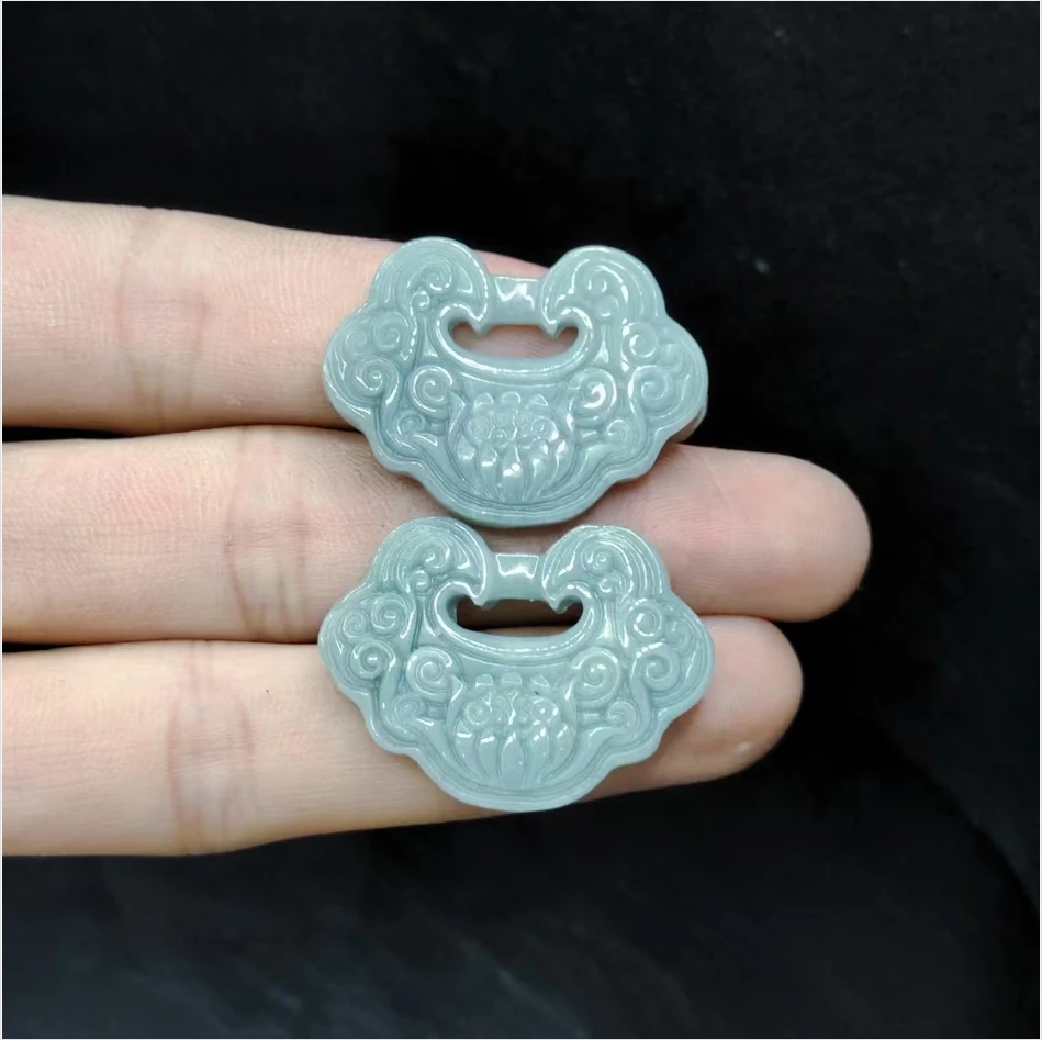 【老三珠宝】翡翠如意锁吊坠赠绳子GS【多样性发其一】约23-31-4mm
