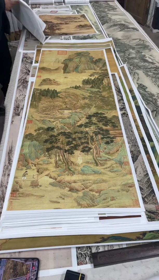 仇英  桃村草堂 微喷复刻