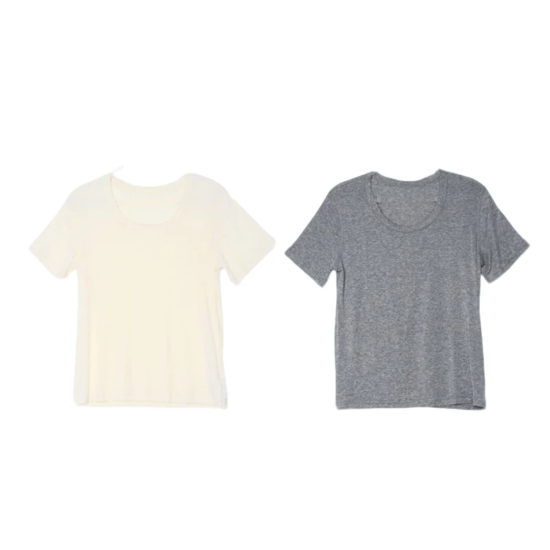 一濛 新款莱赛尔绵羊毛混纺极简T恤短袖FZ255D028