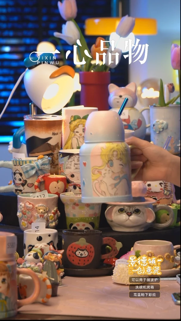 杯子S088景德镇手工手绘杯子摆件