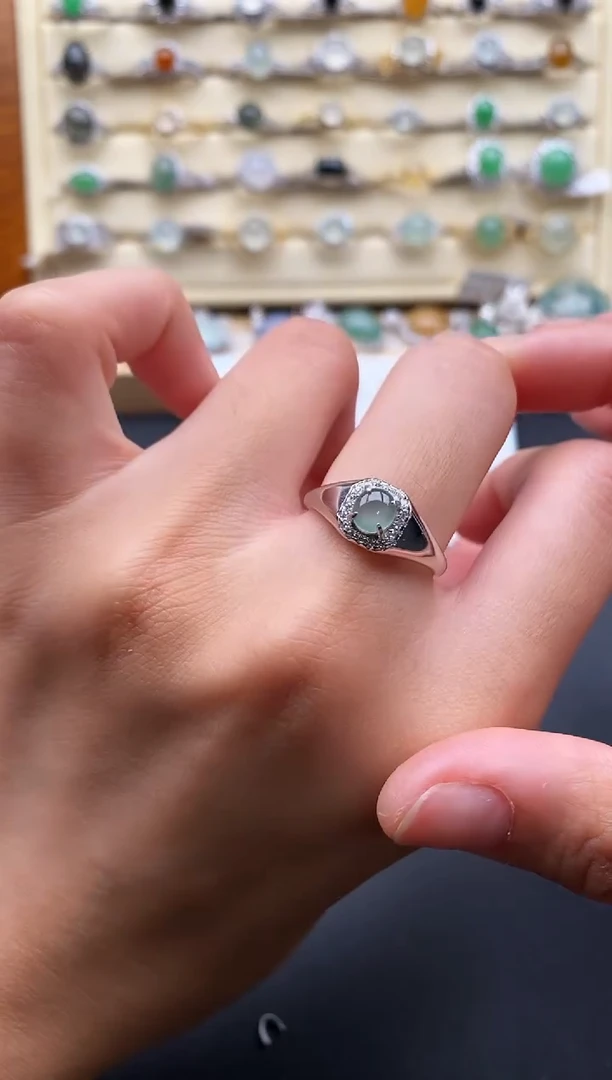 银S925镶嵌戒指翡翠55555555+9