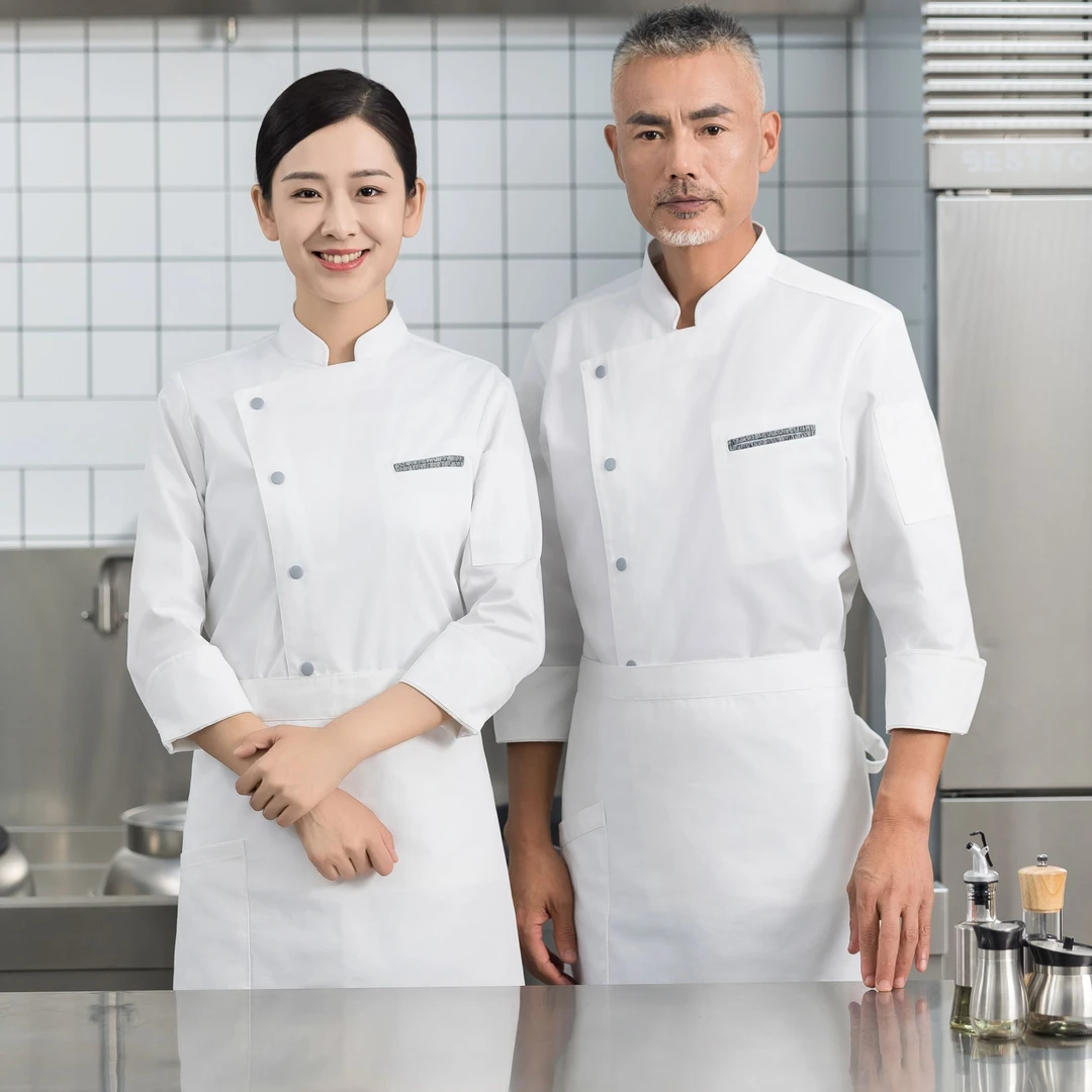 棉质高端酒店总厨师工作服长袖短袖男女定制短袖烘培饭店西餐厅