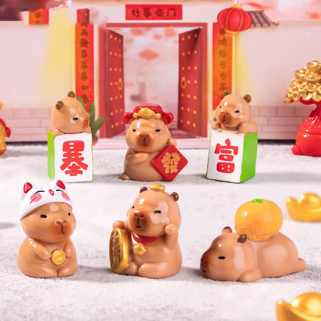 【直播拆】卡皮巴拉暴富水豚对对碰盲袋diy潮玩树脂可爱车载摆件