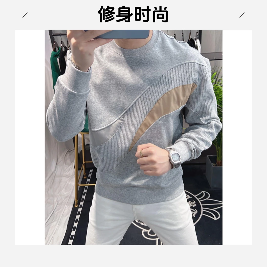 灏吉弧运动衫2025年男士春秋季新潮流休闲圆领欧洲时尚长袖上衣