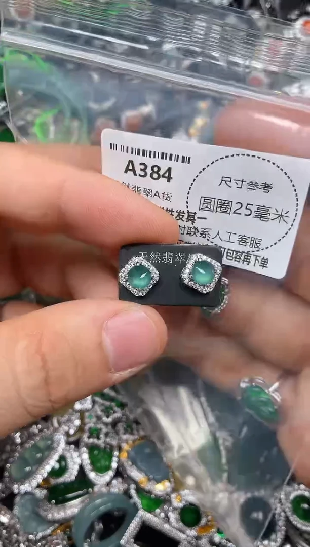 颈饰未镶嵌翡翠A384耳钉