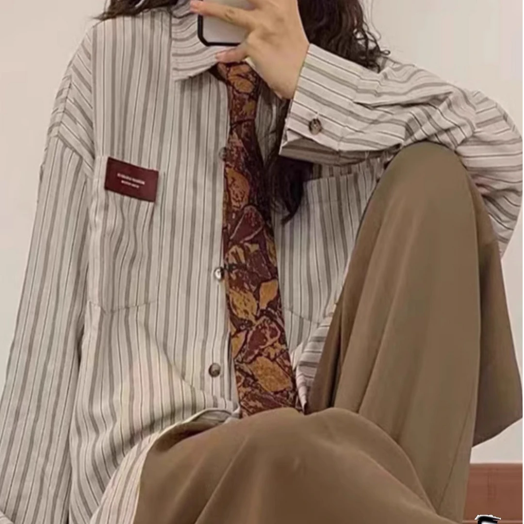 棕色复古港风手打领带男休闲百搭衬衫领带配饰女jk学院风日系装饰