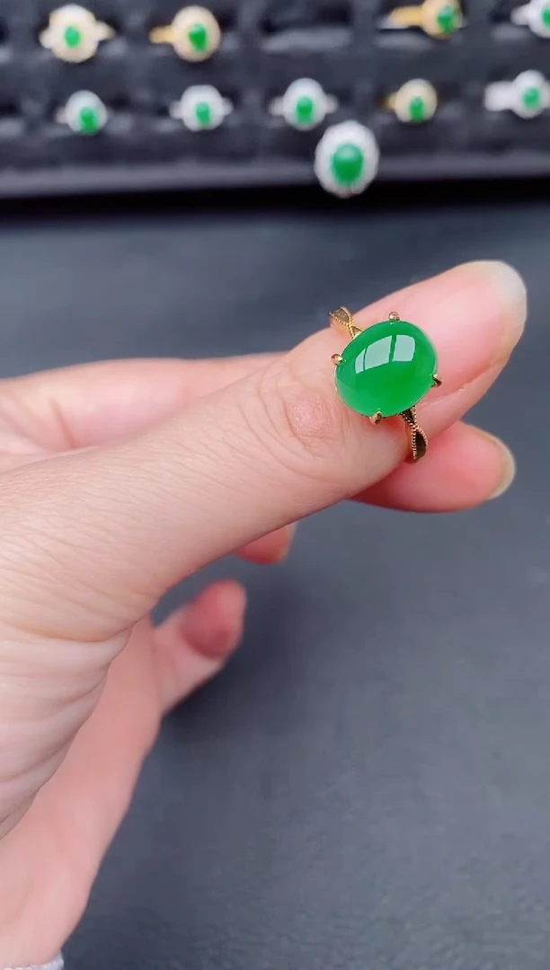 银S925镶嵌戒指翡翠天然a货翡翠147