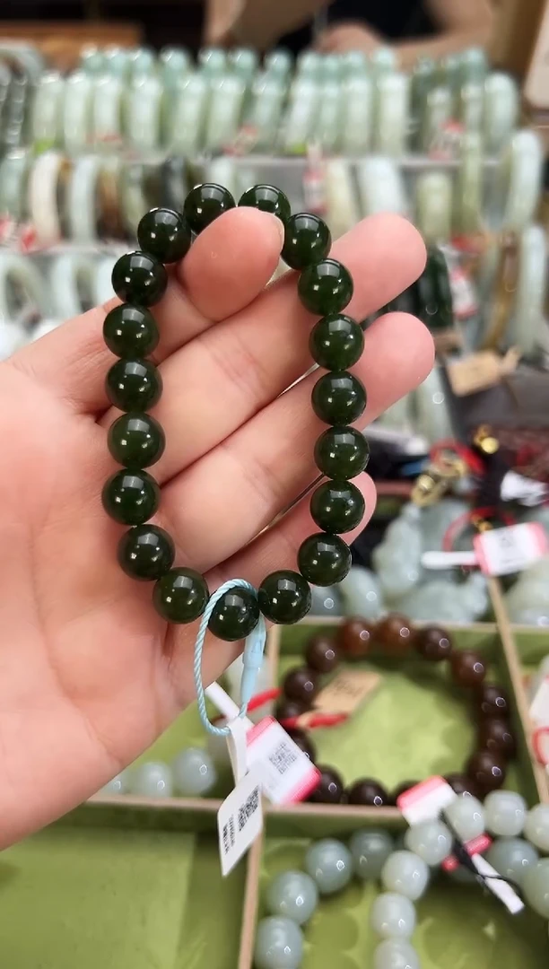 未镶嵌手串和田玉木孜塔格碧玉手串卡10