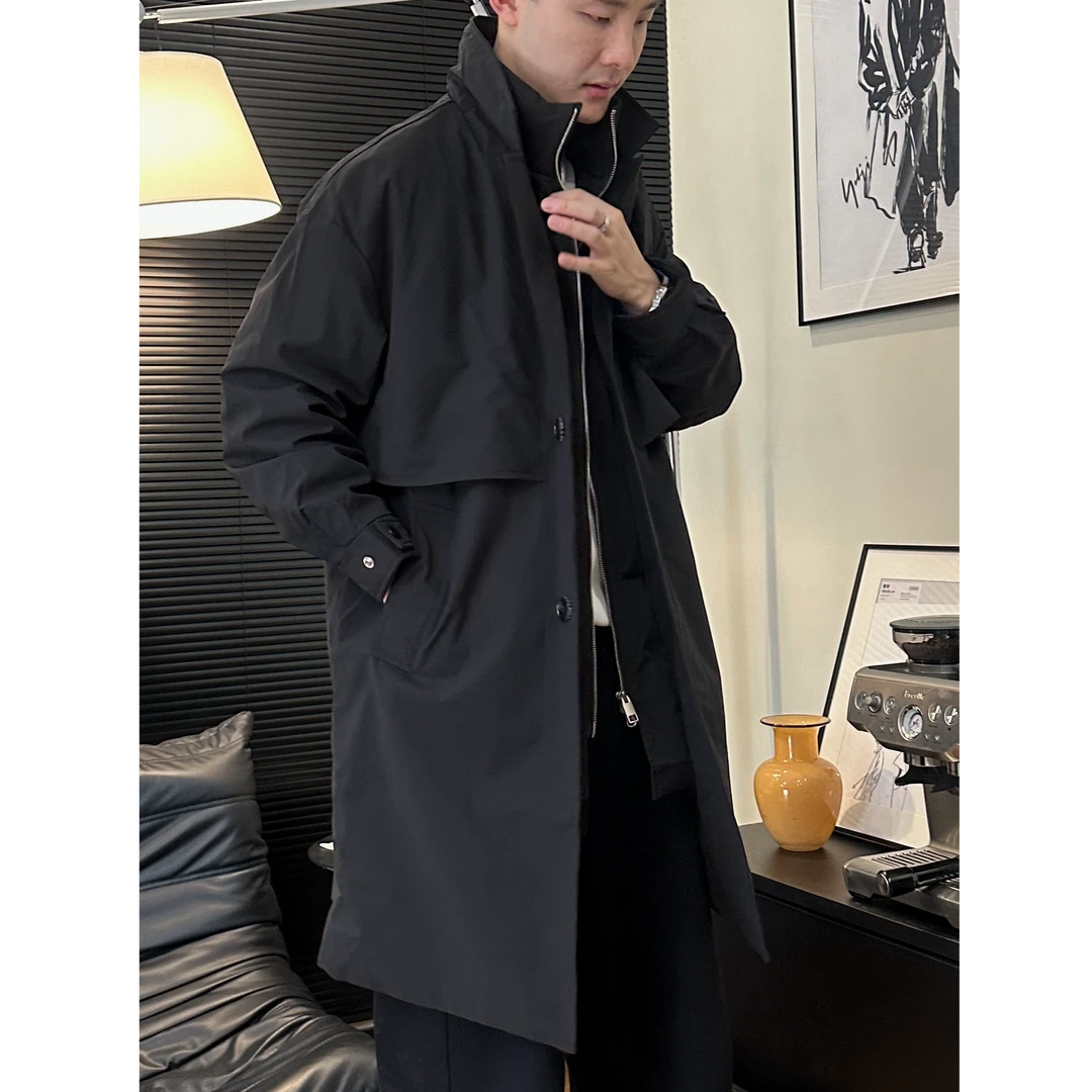 【素系列·纽扣黑金】秋冬羽绒中长款男士保暖风休闲衣羽绒服冬季