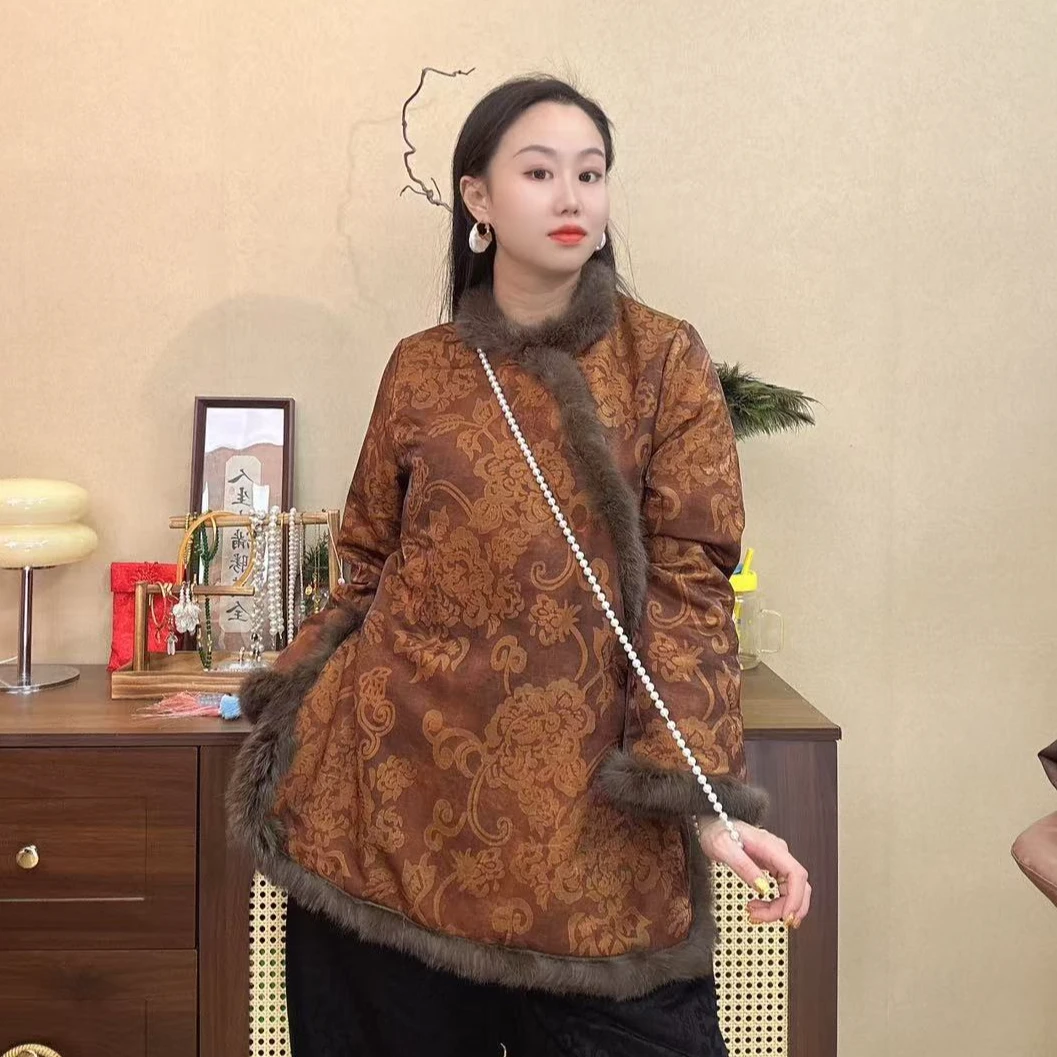 【澜公子6009】听絮*新中式中长款夹棉夹厚国风宽松棉服