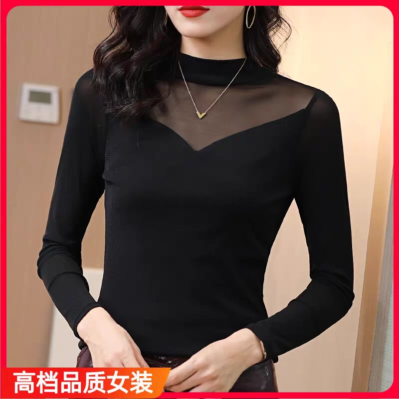 23A23加绒T恤高档显瘦加厚保暖常规款女半高领