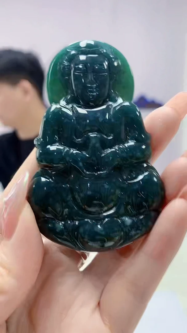 【闪购商品】定制翡翠未镶嵌4917DD-毛货挂件观音39