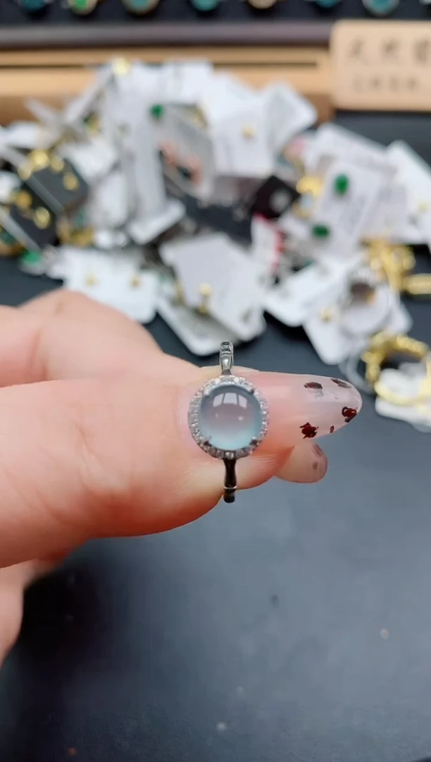 银S925镶嵌戒指翡翠1