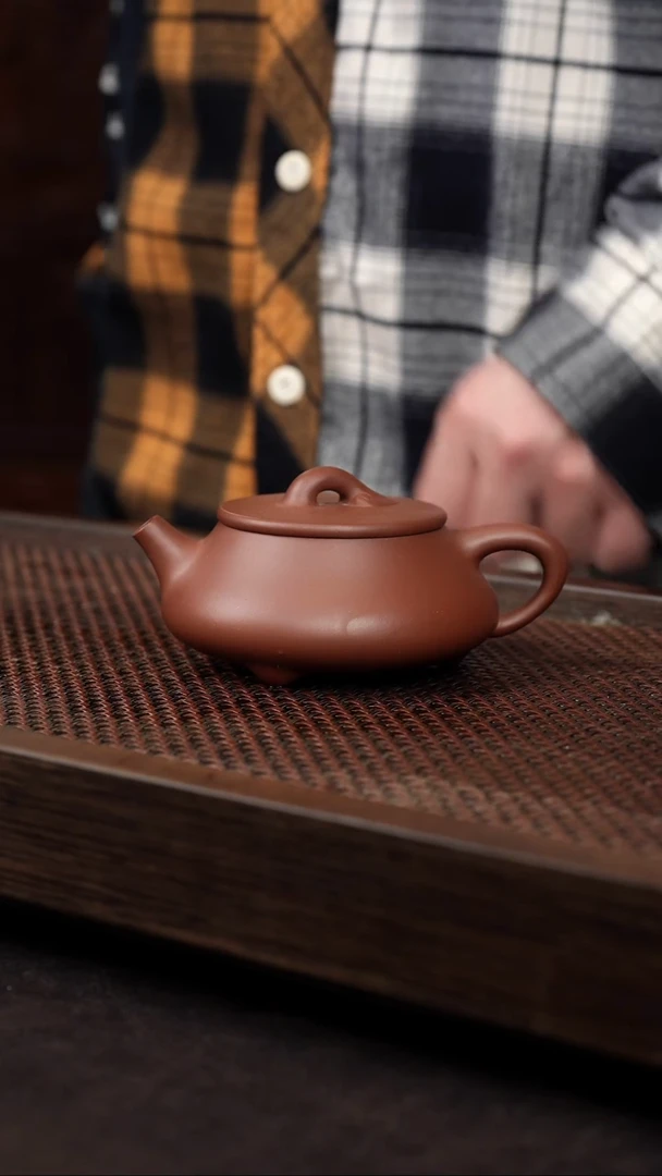 【闪购商品】紫砂茶壶底槽清光素平盖石瓢