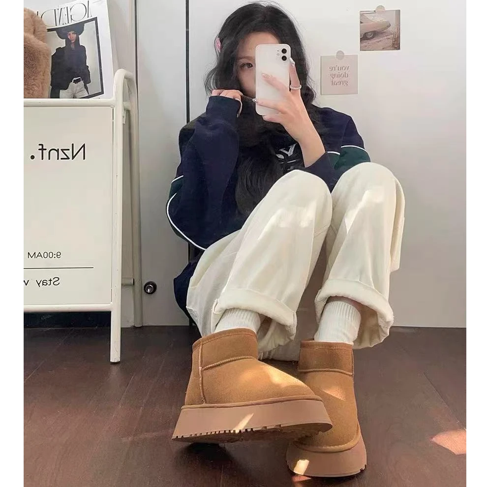 L3加绒加厚冬季百搭短筒增高保暖显瘦雪地靴鞋 5853