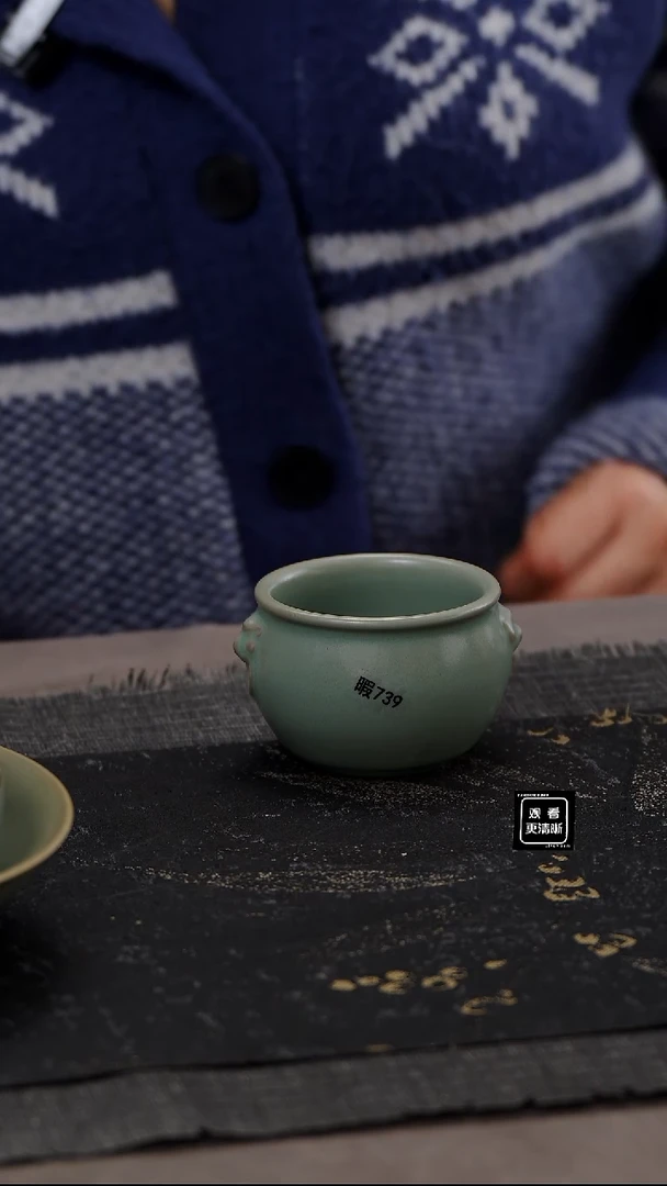 【闪购商品】杯739号青绿釉虎头缸杯瑕......