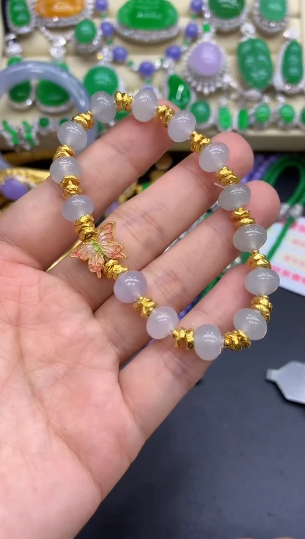 18K金镶嵌手链翡翠287-中国好珍宝