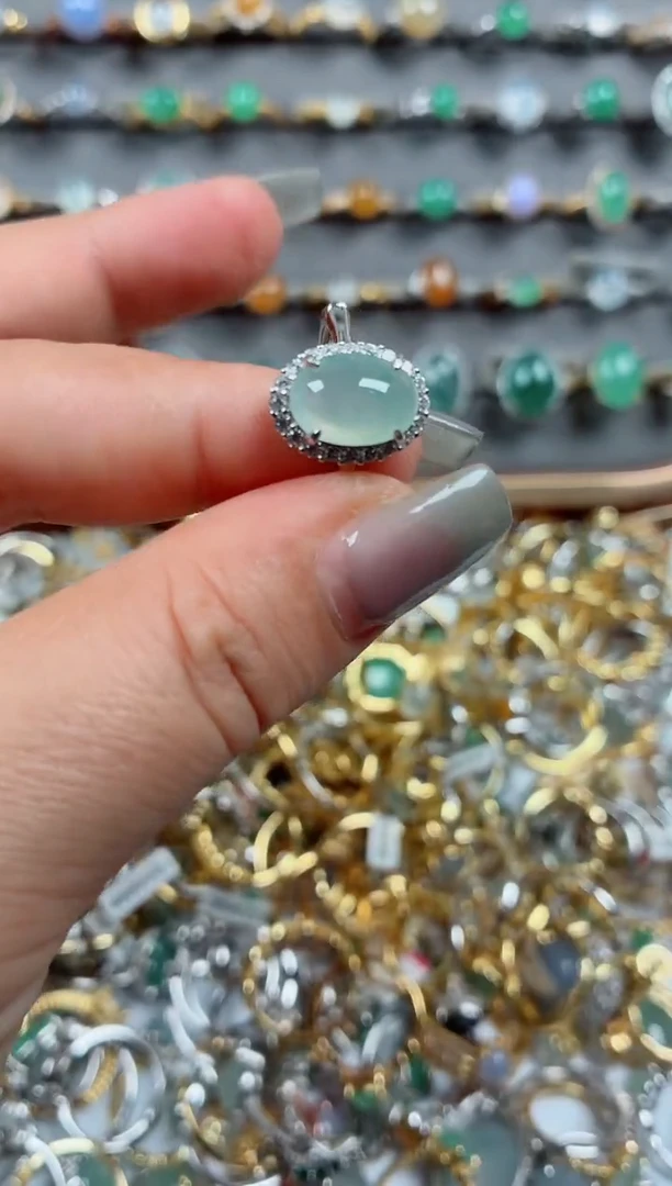 银S925镶嵌戒指翡翠.