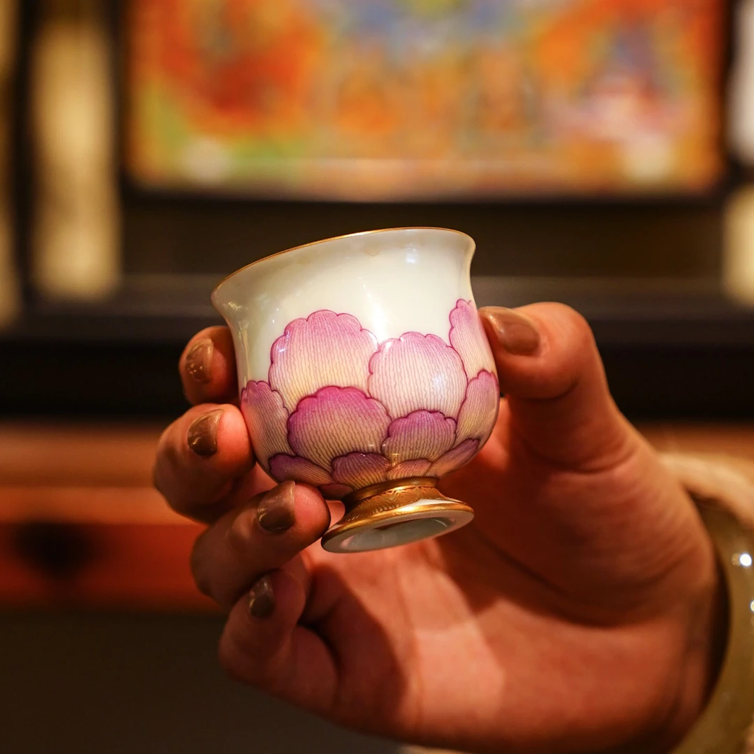 灵玺贡坊   杯1   茶具中式茶道手绘茶杯喝茶饮茶银
