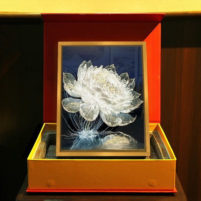 铜雕画摆台纯手工铝合金边框实木背板家居摆件装饰画送礼装饰摆件