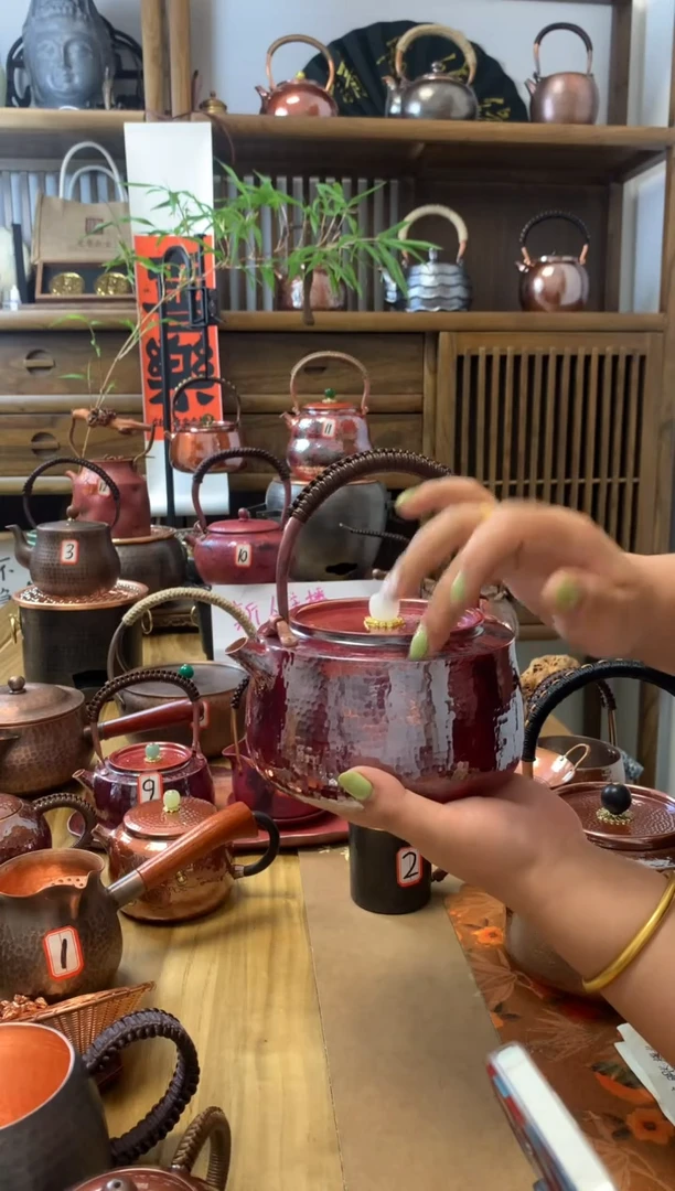 金属纯紫铜大号平肩提梁壶