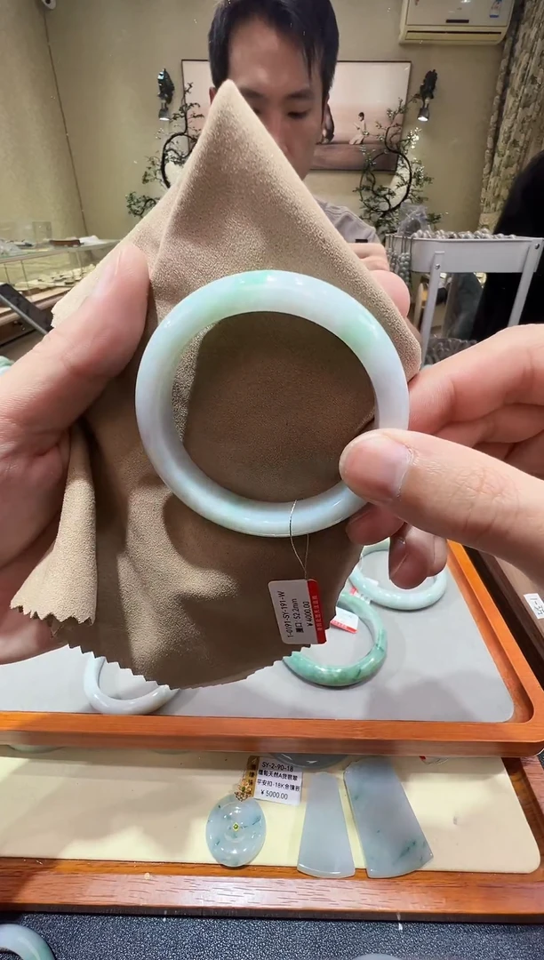 纯天然缅甸A货翡翠手镯52-53mm-90191号