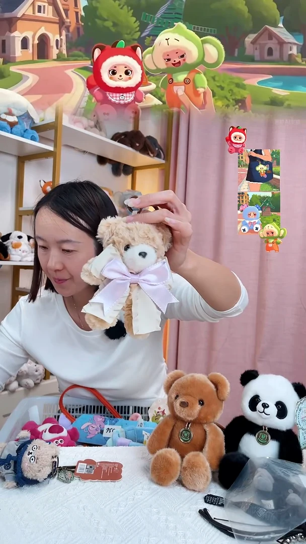 毛绒蝴蝶结小熊挂件