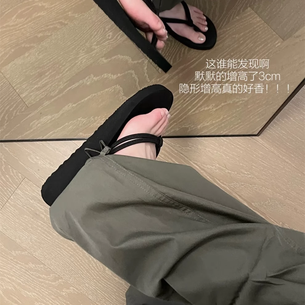 时尚爆款坡跟厚底人字拖夹脚拖鞋女夏外穿沙滩凉拖女鞋松弛chil