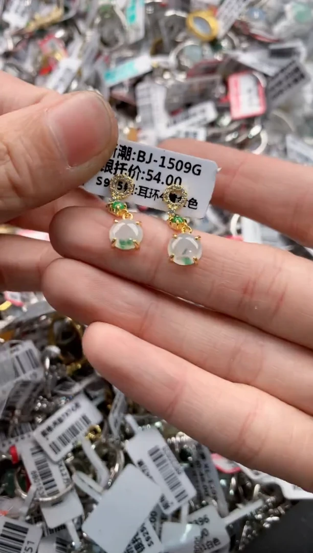 银S925镶嵌戒指翡翠10-10-10     5