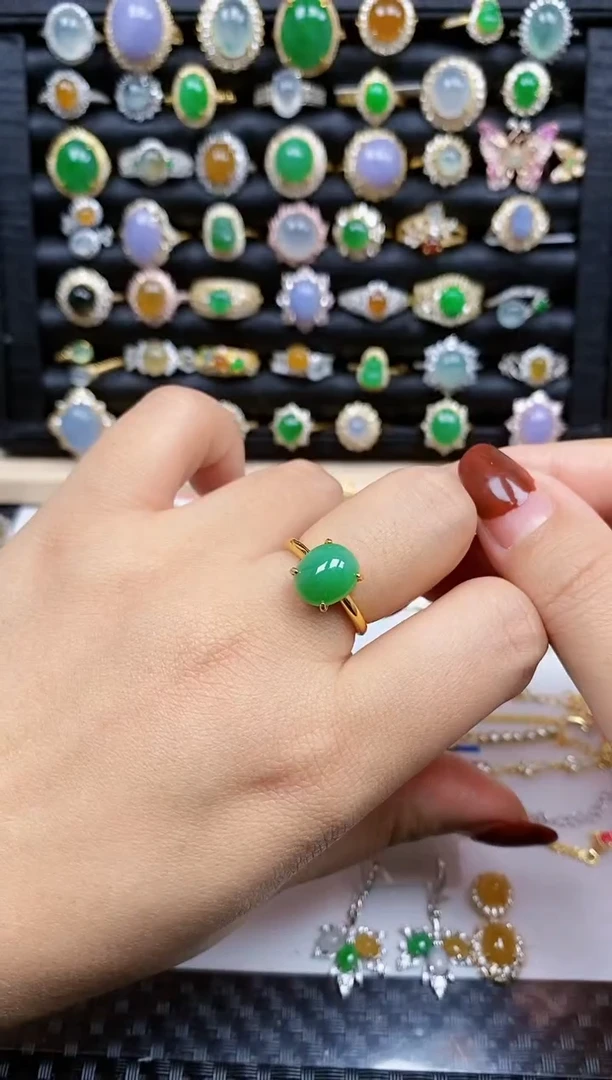 银S925镶嵌戒指翡翠93