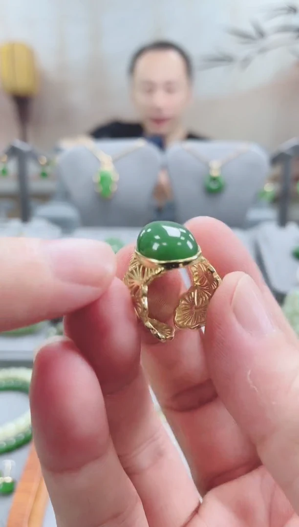 银S925镀金镶嵌戒指和田玉 银S925镀金镶嵌 戒指 和田玉