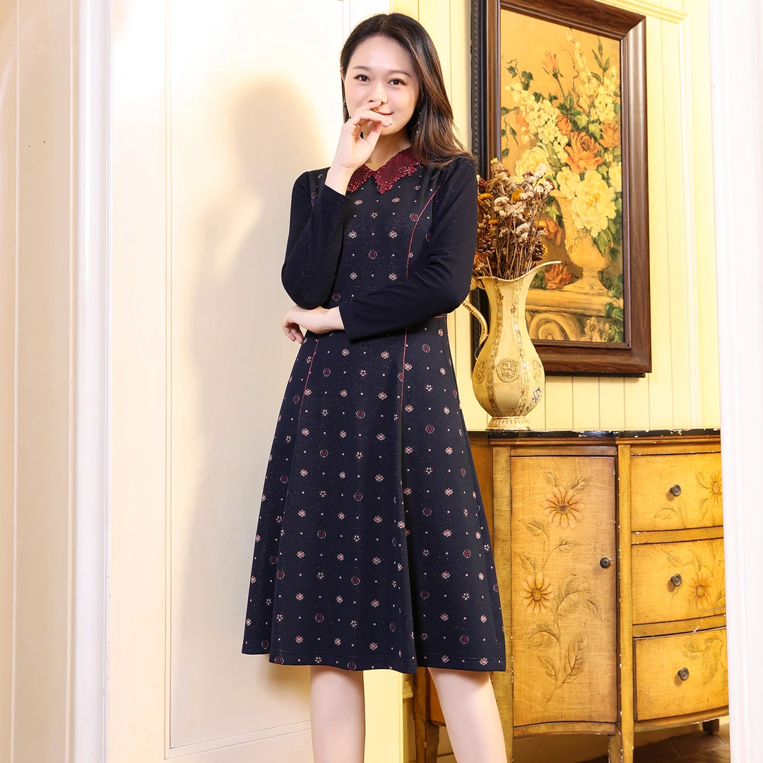 秋冬精品连衣裙妈妈装YC11732H-44时尚洋气显瘦连衣裙气质