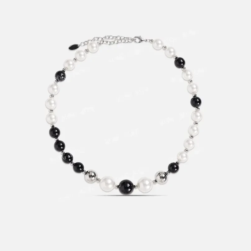 合金仿珍珠项链 冷淡风仿珍珠项链轻奢个性拼接项链饰品小众轻奢