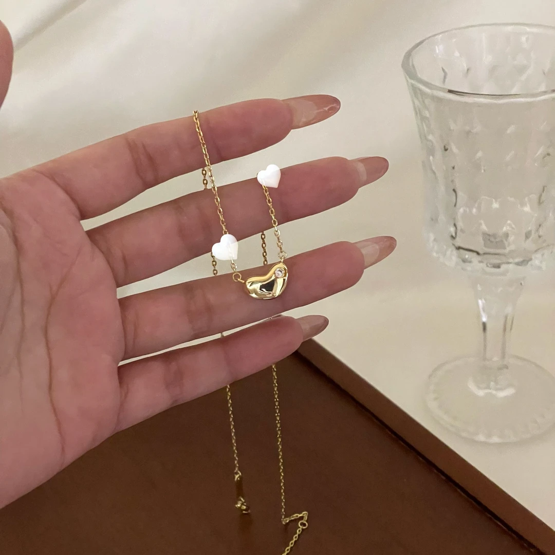 铜合金项链 镀金项链锁骨链甜心轻奢豆豆新年礼物