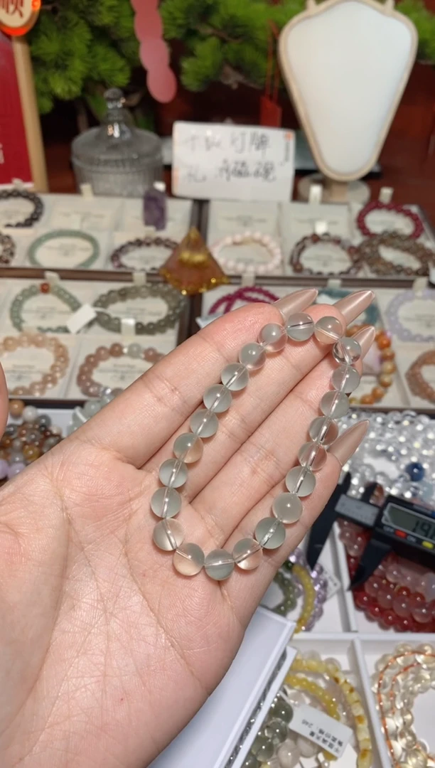 【闪购商品】水晶手串未镶嵌翡翠青绿幽灵8mm