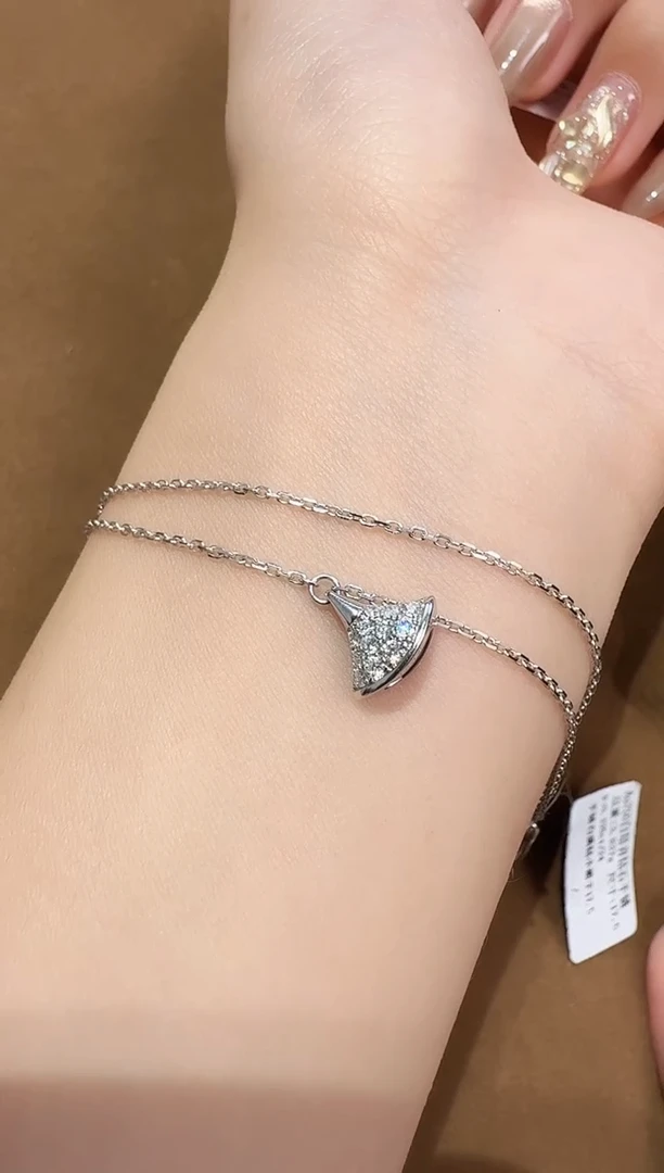 18K金镶嵌实验室培育钻石@@手链白满钻小裙子17.5