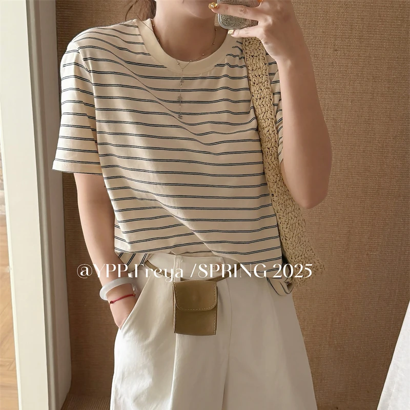 YPP！【简约条纹T】简简单单条纹新款春夏圆领百搭短袖t恤女ins上衣